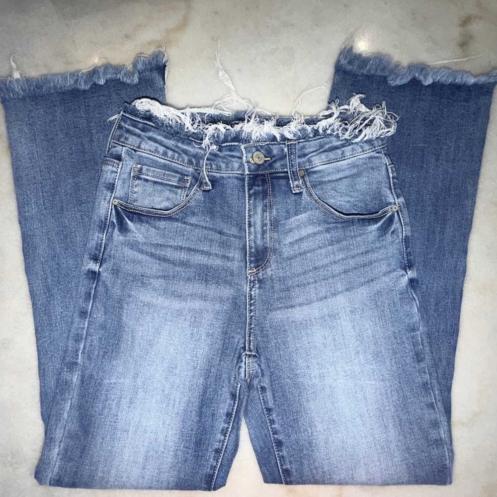 Tricot Frayed Hem Boutique Wide Leg Jeans